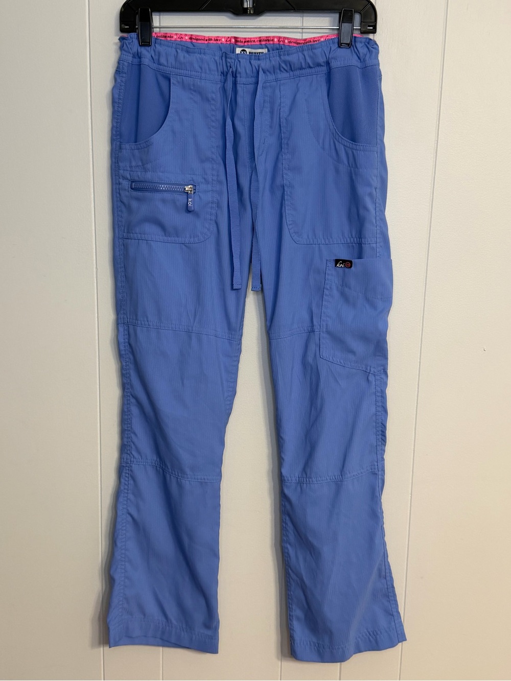 koi lite Peace Slim Fit Cargo Scrub Pants True Ceil Blue XS Petite 721